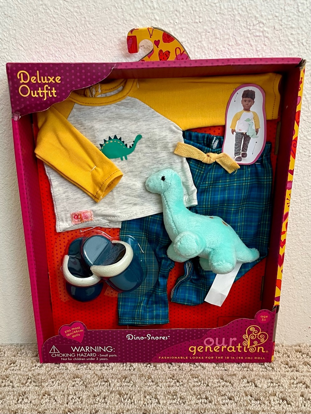 Our Generation Boy Clothes for 18 inch Doll Dino-Snores Outfit Dinosaur Pajamas